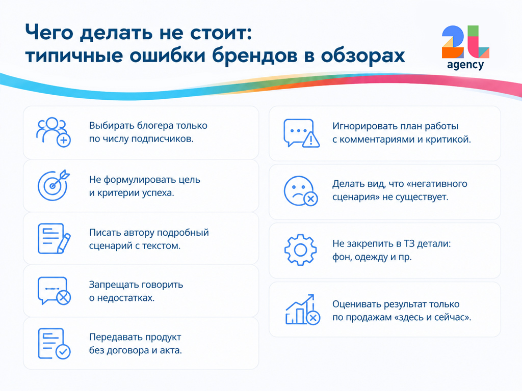 Типичные ошибки при заказе обзора у блогера